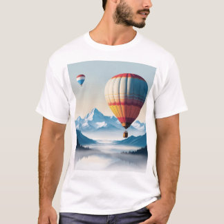 Camiseta Dreamheights: Balão de Ar Quente Sobre Montanhas