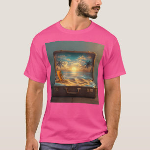 Camiseta Dreamy Beach Escape Surreal Viagem Suitcase Ardois
