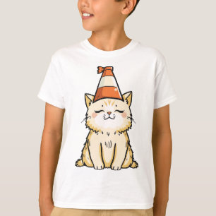 Camiseta Dreamy Cat com Tráfego Cone Hat