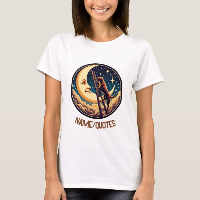 Camiseta Dreamy Moon & Dog Climbing Ladder (Frente)