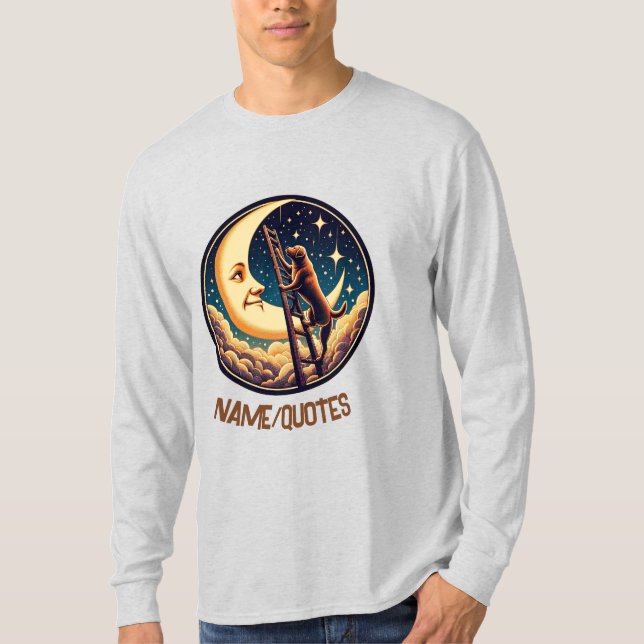 Camiseta Dreamy Moon & Dog Climbing Ladder (Frente)