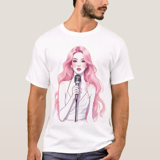 Camiseta Dreamy Pop Idol - Retrato de Arte de Linha do Past