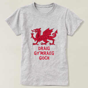 Camiseta drenagem Gymraeg goch, dragão galês vermelho