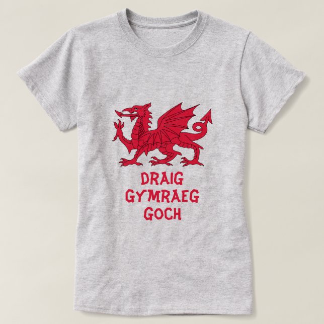 Camiseta drenagem Gymraeg goch, Dragão galês vermelho (Frente do Design)