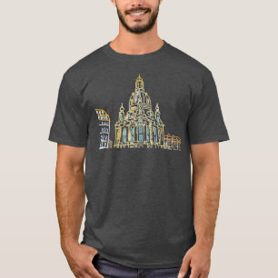 Camiseta Dresden Alemanha Homens De Arte Desenhados À Mão Ú