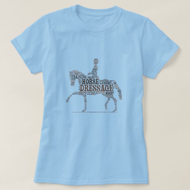 Camiseta Dressage Horse With Rider In Word Clouds (Frente do Design)