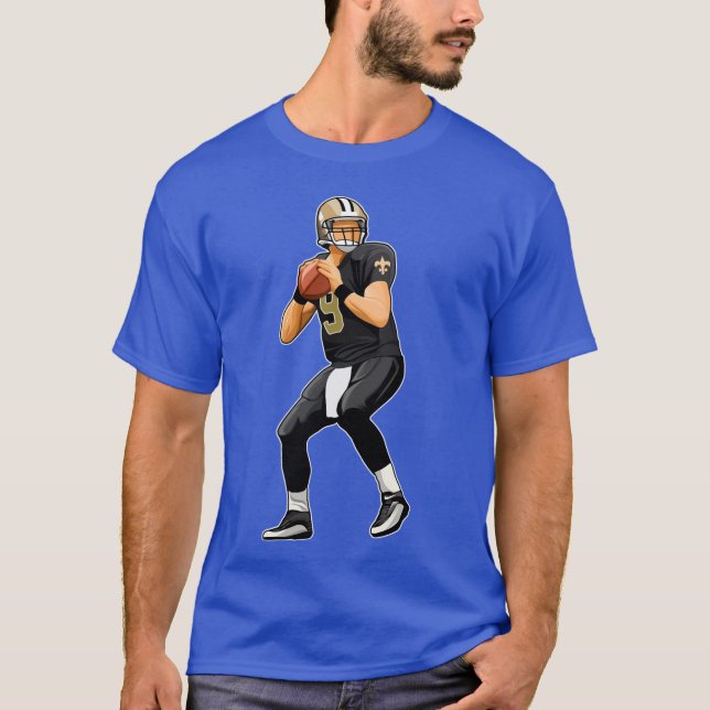 Camiseta Drew Brees 9 Passes passa a bola engraçado (Frente)