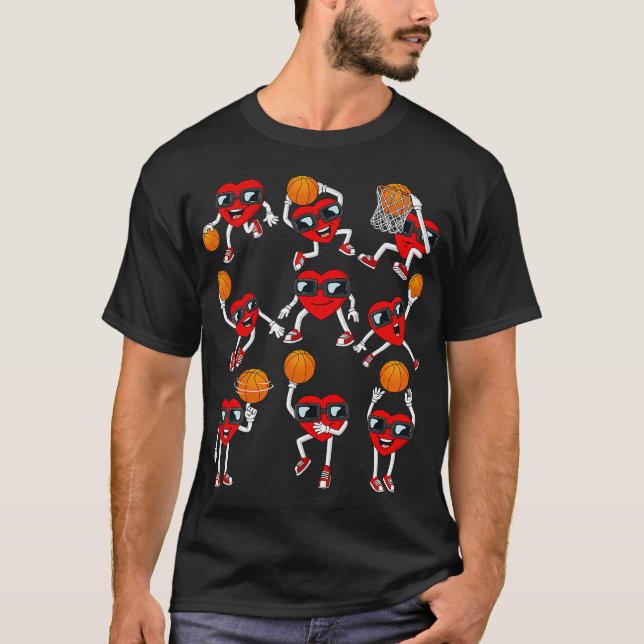 Camiseta Dribblagem de Dunking Cardíaco de Basquete de dia  (Frente)