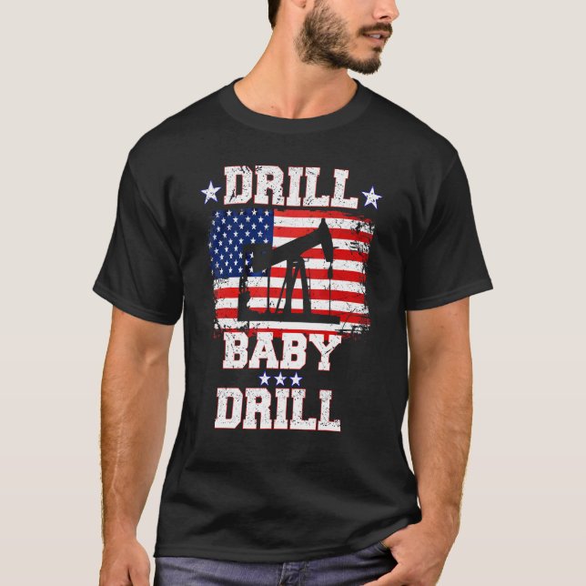 Camiseta Drill Baby Drill American Flag Oilrig Oilfield (Frente)