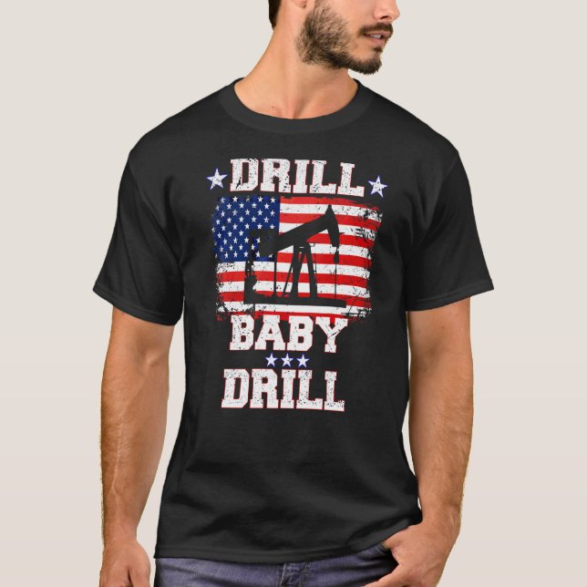 Camiseta Drill Baby Drill American Flag Oilrig Oilfield (Frente)