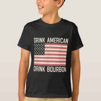 Camiseta Drink American Bourbon Bottles American Usa Flag