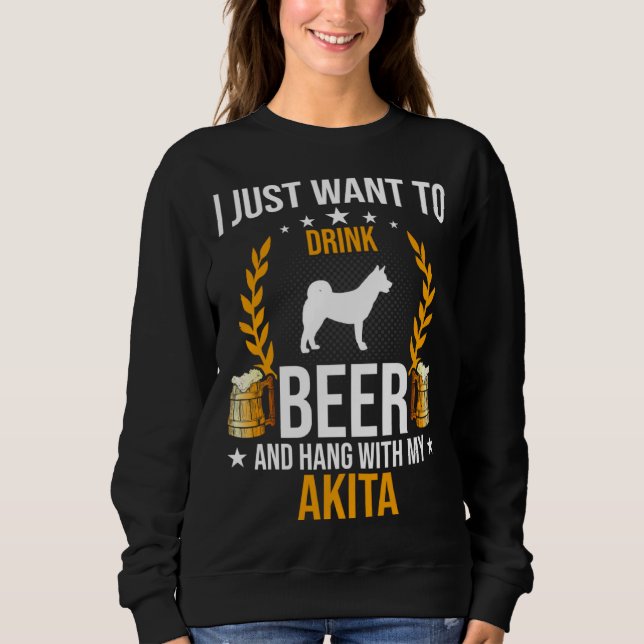 Camiseta Drink Beer And Hang With My Akita Dog (Frente)