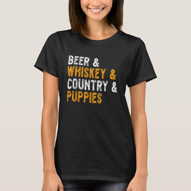 Camiseta Drink Beer Whiskey And Country Dog Dad Mom Drinker (Frente)