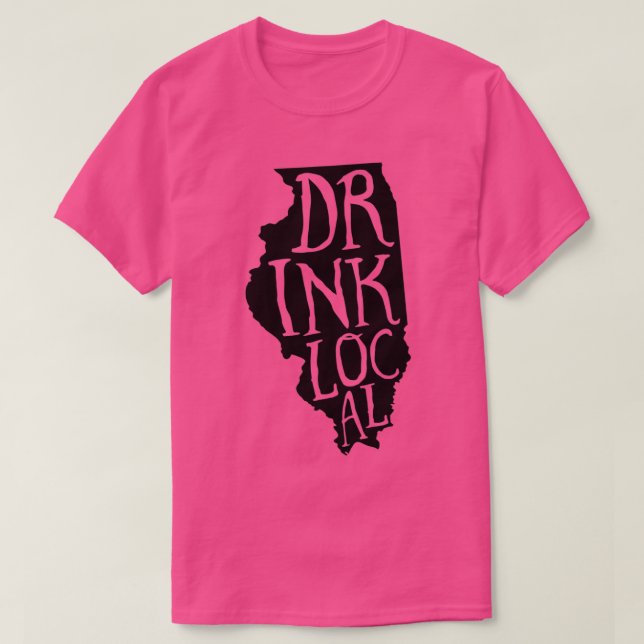 Camiseta Drink Local Illinois State Outline Craft Beer (Frente do Design)