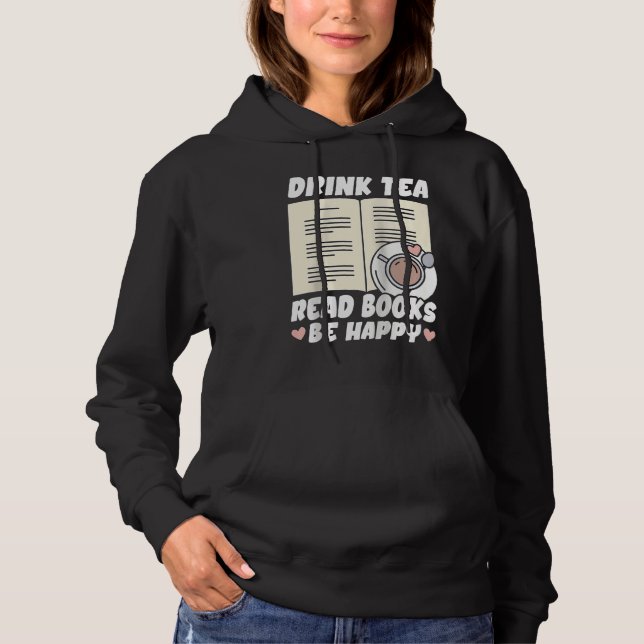 Camiseta Drink Tea Read Books Be Happy Raglan Baseball (Frente)
