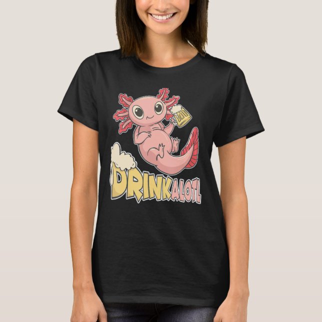 Camiseta Drinkalotl para o Axolotl para bebedores de cervej (Frente)