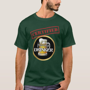 Camiseta Drinker de alcance livre certificado pela Funny