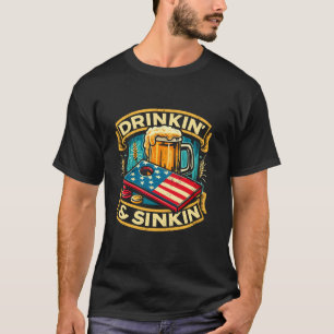 Camiseta Drinkin Sinkin Cornhole Beer Jogo Cornhole Cornhol