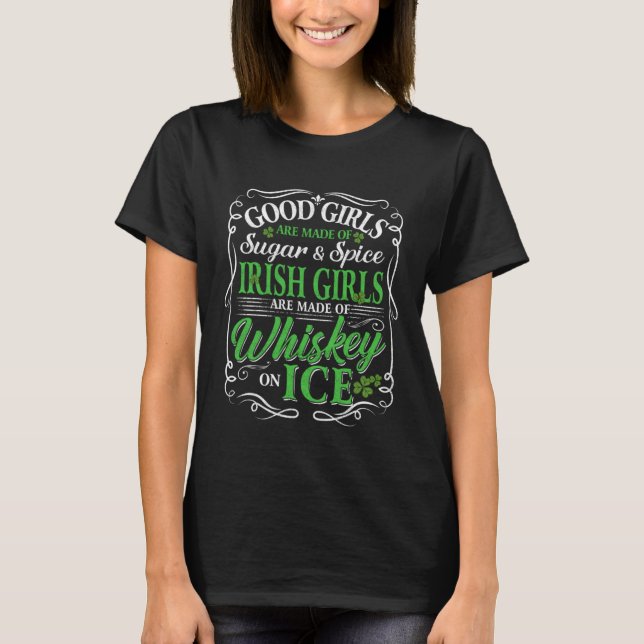 Camiseta Drinking Wine St Patricks Day Whiskey Irish Ladies (Frente)