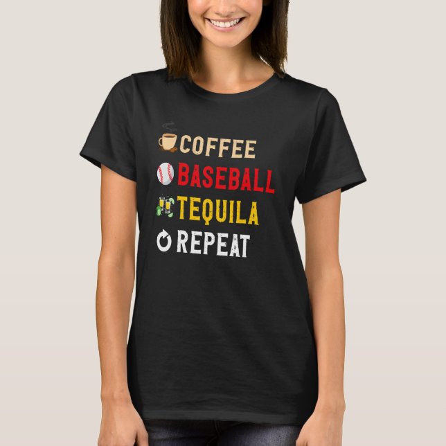 Camiseta Drinks Lover Funny Coffee, Baseball, Tequila Repea (Frente)