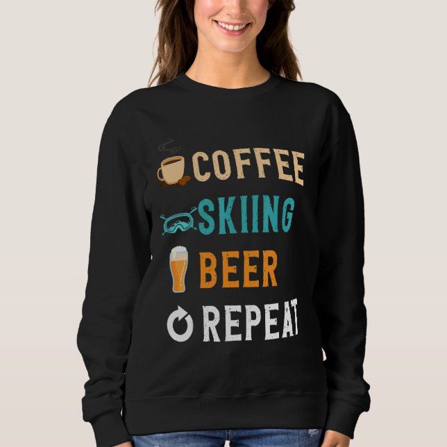 Camiseta Drinks Lover Funny Coffee, Skiing, Beer Repeat Nov (Frente)