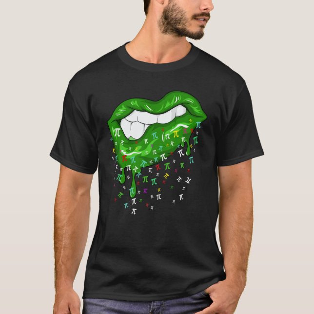Camiseta Dripping Lips With Pi Symbols St Patricks Day Pi D (Frente)