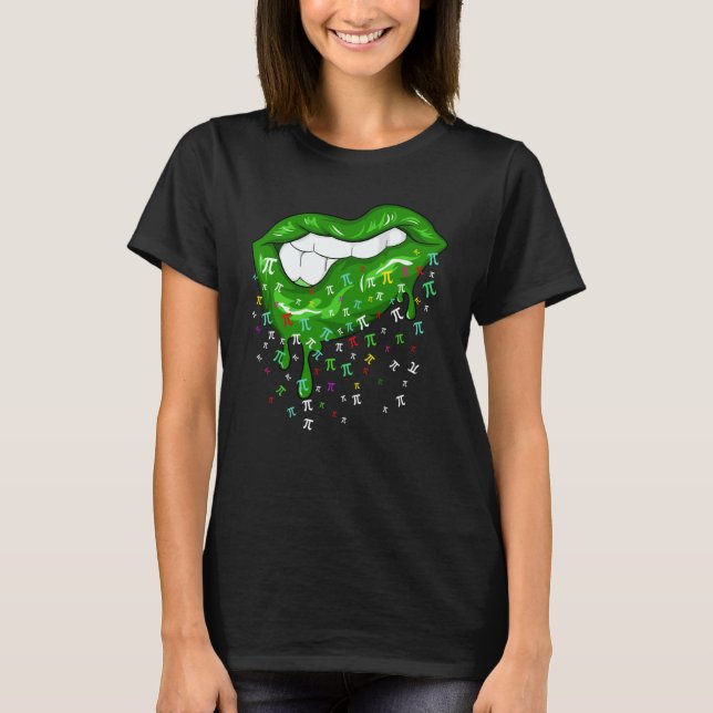 Camiseta Dripping Lips With Pi Symbols St Patricks Day Pi D (Frente)