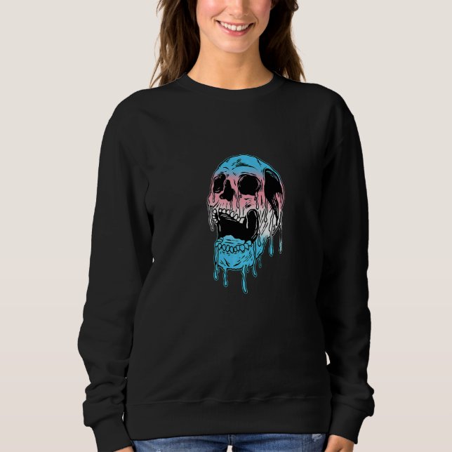 Camiseta Dripping Trans Pride Skull Transgender LGBT Premiu (Frente)
