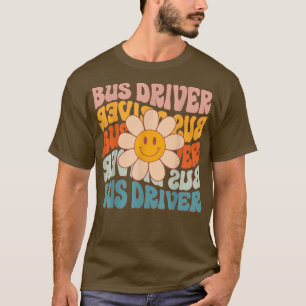 Camiseta Driver de Barramento Colorido Retro Daisy Groovy P