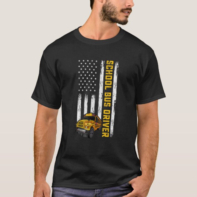 Camiseta Driver De Barramento Da American Flag Bus Drivi (Frente)