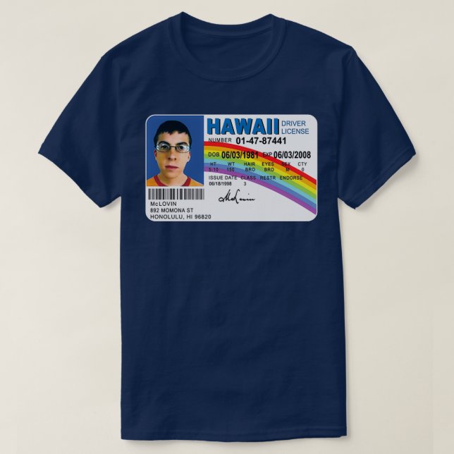 Camiseta Driver De Id De Supermá Id Mclovin Oferece Drives  (Frente do Design)