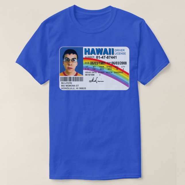 Camiseta Driver De Id De Supermá Id Mclovin Oferece Drives  (Frente do Design)