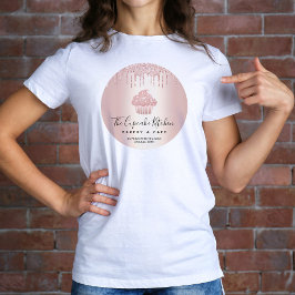 Camiseta Drives de glitter Dourado para Rosa de pastelaria 