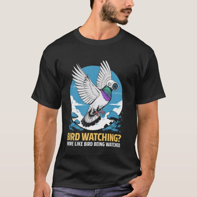 Camiseta Drone de Vigilância de Observação de Pássaros Grav (Frente)