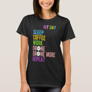 Camiseta Drone Divertido Minha Vida Bebendo De Café