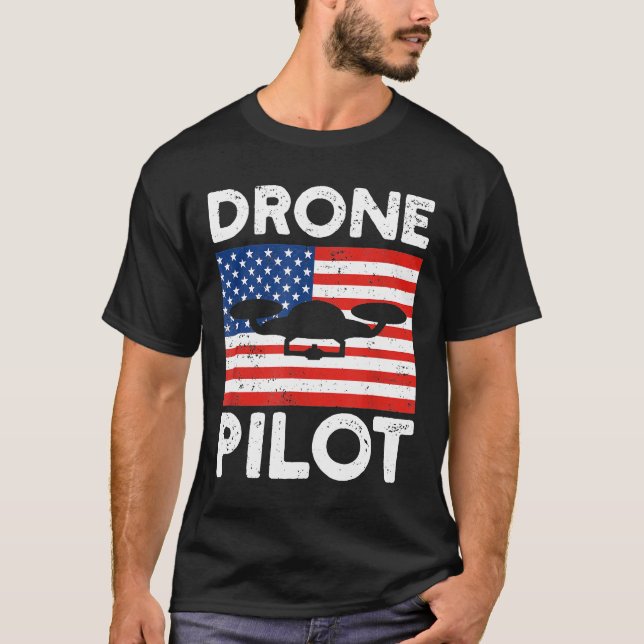 Camiseta Drones Drone Pilots Usa Flag (Frente)