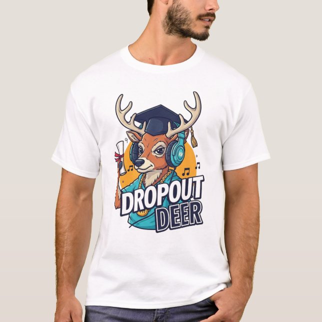 Camiseta Dropout Deer - Cartoon Hip Hop inspirado no Kanye  (Frente)