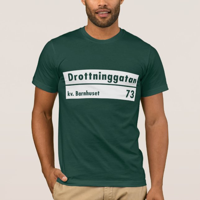 Camiseta Drottninggatan, Éstocolmo, sinal de rua sueco (Frente)