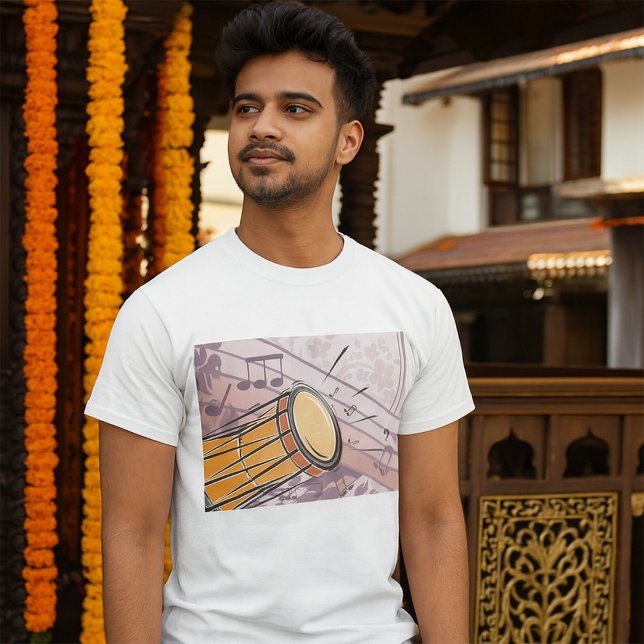 Camiseta Drum Bongo Tradicional Com Notas De Música (Criador carregado)