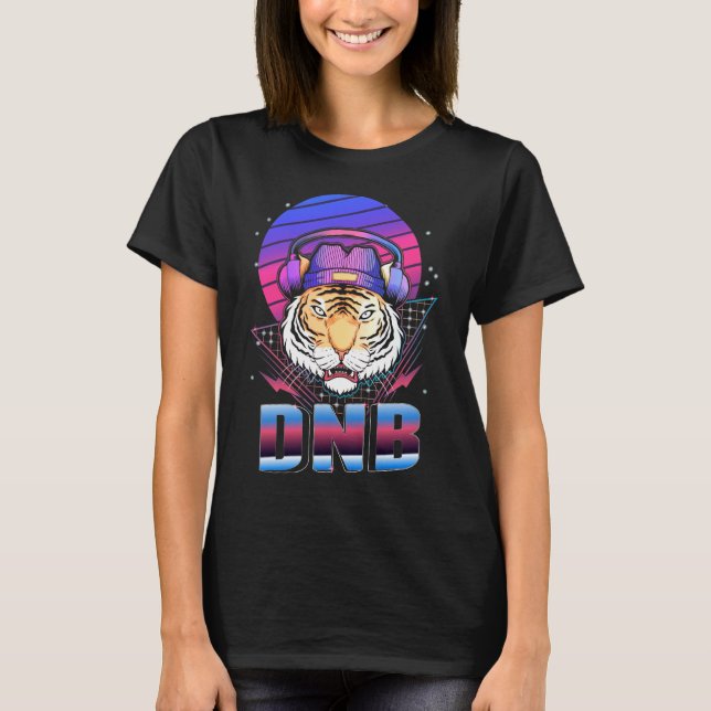 Camiseta Drum e Bass Tiger Música Eletrônica Vaporwave (Frente)