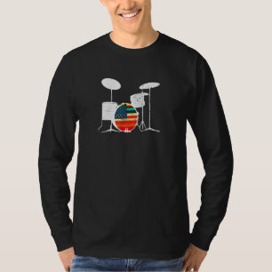 Camiseta Drum Kit American Flag Rock And Roll Bass Drum Mus