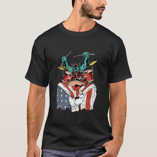 Camiseta Drum Player with American Flag (Frente)