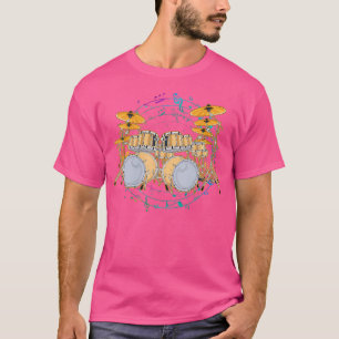Camiseta Drum Set Music Notes Percussion Drummer Musical D