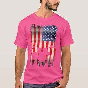 Camiseta Drum Set Usa American Flag 4 De Julho Patriótico D