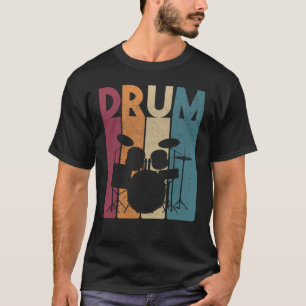 Camiseta Drum Set Vintage Rock Music Retro Drummer