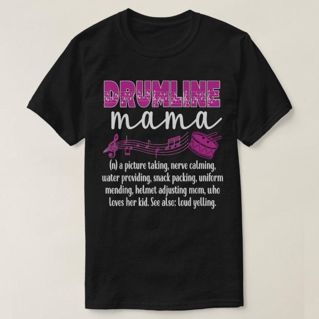 Camiseta Drumline Mama Definição Engraçado Drumline Mãe (Frente do Design)