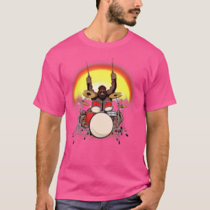 Camiseta Drummer Art Bigfoot Brincando Tambores Rockin