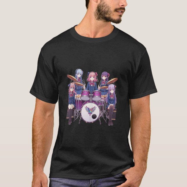Camiseta Drummer Banda Drumset Conjunto de tambores Conjunt (Frente)