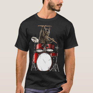 Camiseta Drummer Cat Músico Músico Músico Tambor Kitten