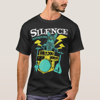 Camiseta Drummer Cat Silence Destroyer Funny Drums Drumming